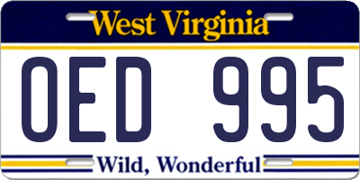 WV license plate OED995