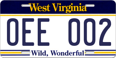WV license plate OEE002