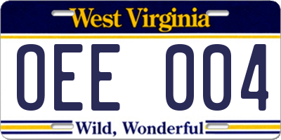 WV license plate OEE004