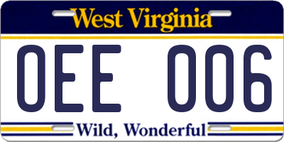 WV license plate OEE006