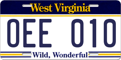 WV license plate OEE010