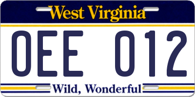 WV license plate OEE012