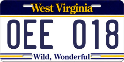 WV license plate OEE018