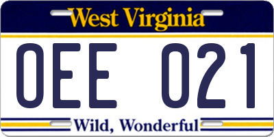 WV license plate OEE021