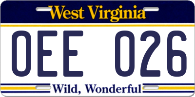 WV license plate OEE026