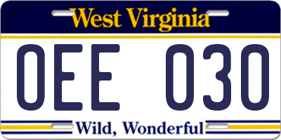 WV license plate OEE030