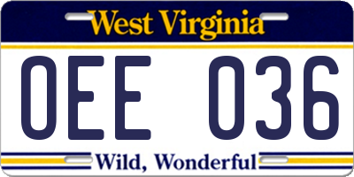WV license plate OEE036