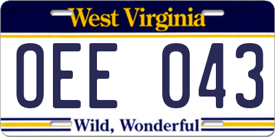 WV license plate OEE043