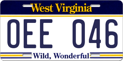 WV license plate OEE046
