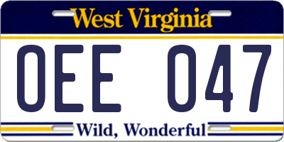WV license plate OEE047