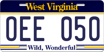 WV license plate OEE050