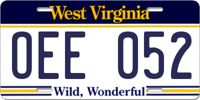 WV license plate OEE052