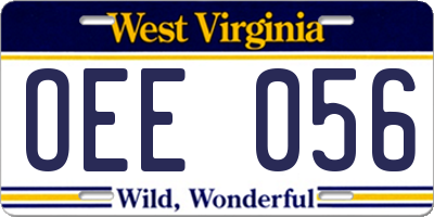 WV license plate OEE056