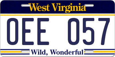 WV license plate OEE057