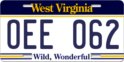 WV license plate OEE062