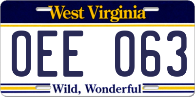 WV license plate OEE063