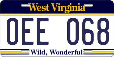 WV license plate OEE068