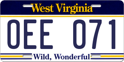 WV license plate OEE071