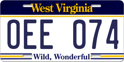 WV license plate OEE074