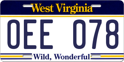 WV license plate OEE078