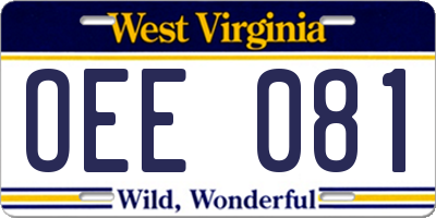 WV license plate OEE081