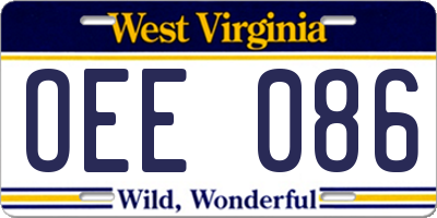 WV license plate OEE086