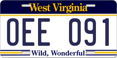 WV license plate OEE091