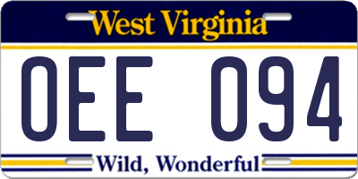 WV license plate OEE094