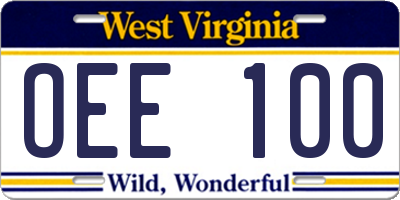 WV license plate OEE100