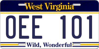 WV license plate OEE101