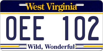 WV license plate OEE102