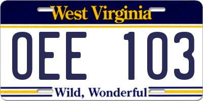 WV license plate OEE103