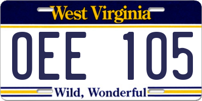 WV license plate OEE105