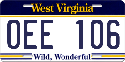 WV license plate OEE106