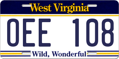 WV license plate OEE108