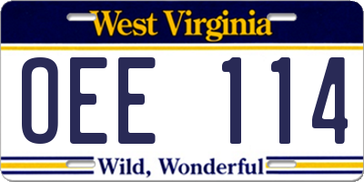 WV license plate OEE114