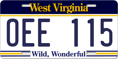 WV license plate OEE115