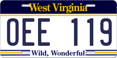 WV license plate OEE119