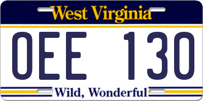 WV license plate OEE130