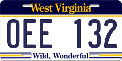 WV license plate OEE132
