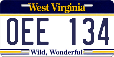 WV license plate OEE134
