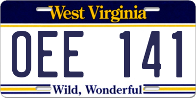 WV license plate OEE141