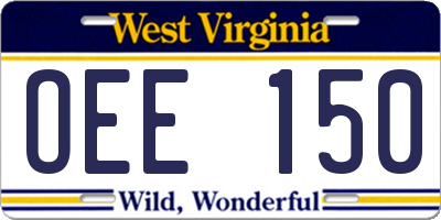 WV license plate OEE150