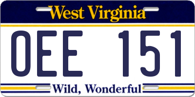 WV license plate OEE151