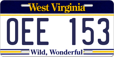WV license plate OEE153