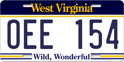 WV license plate OEE154