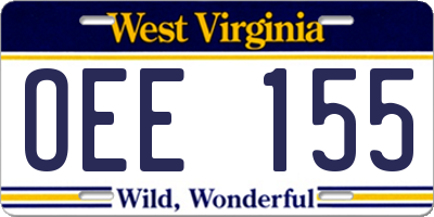 WV license plate OEE155