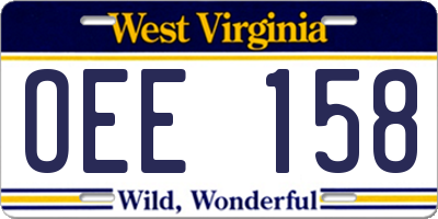 WV license plate OEE158
