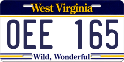 WV license plate OEE165
