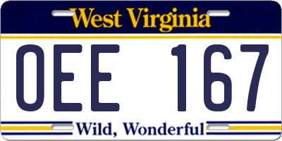 WV license plate OEE167
